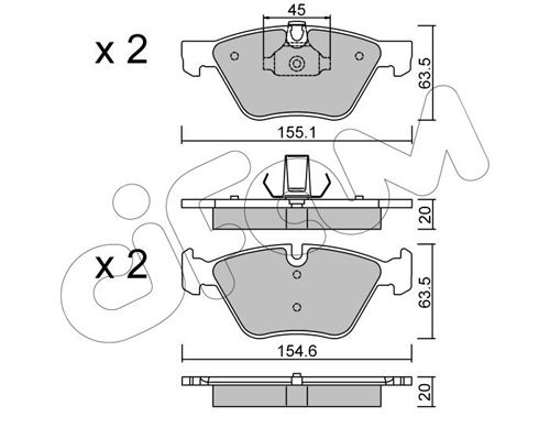 Bremsbelagsatz, Scheibenbremse Vorderachse Cifam 822-557-3 von Cifam