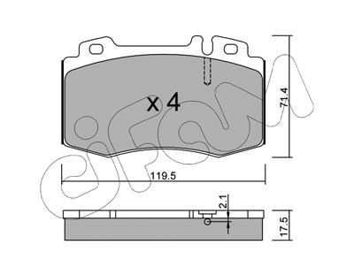 Bremsbelagsatz, Scheibenbremse Vorderachse Cifam 822-563-0 von Cifam