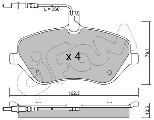 Bremsbelagsatz, Scheibenbremse Vorderachse Cifam 822-601-0 von Cifam