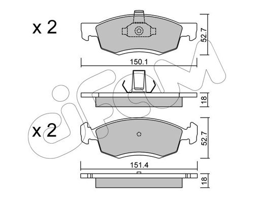 Bremsbelagsatz, Scheibenbremse Vorderachse Cifam 822-802-0 von Cifam