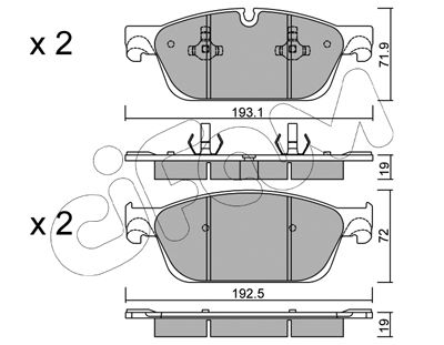 Bremsbelagsatz, Scheibenbremse Vorderachse Cifam 822-967-0 von Cifam