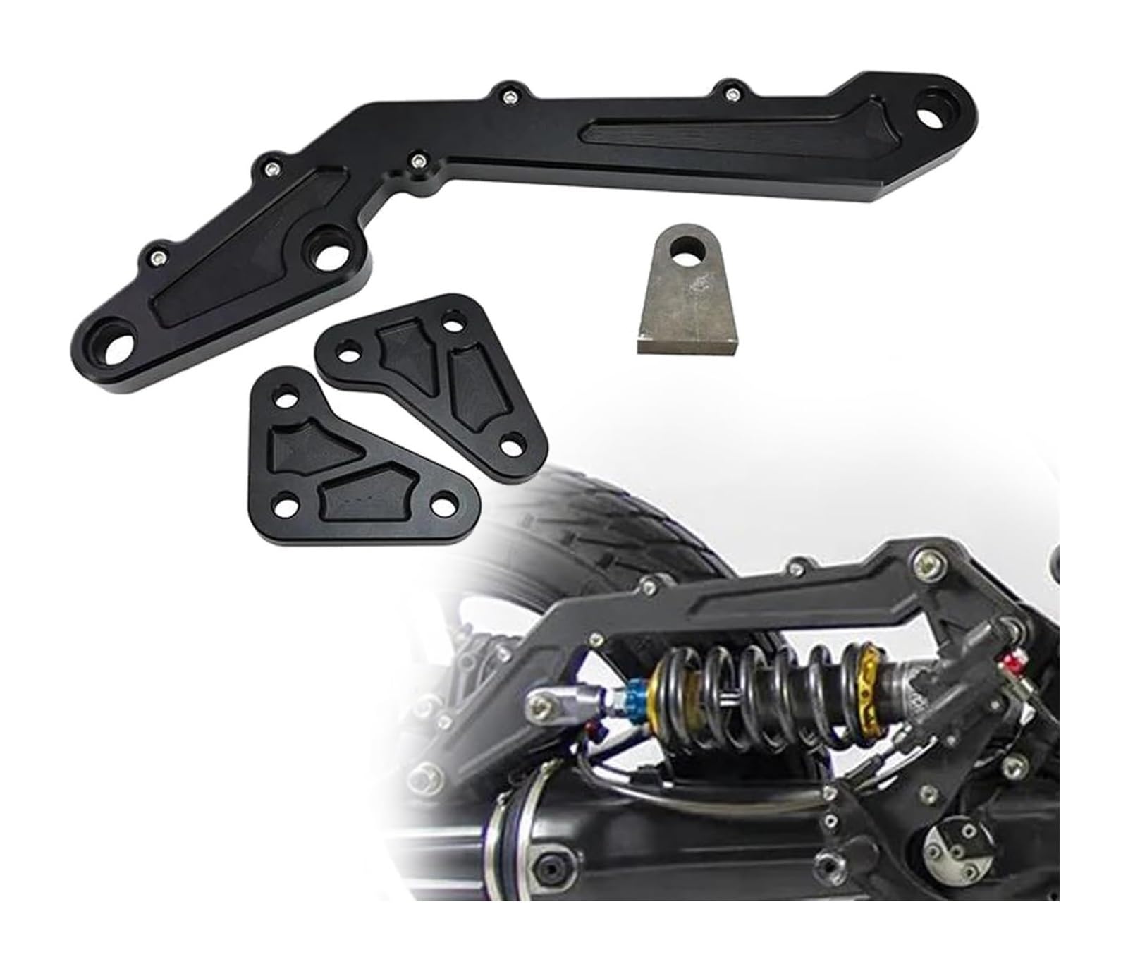 Federungsdämpfer Für K75 K100 K1100 310-340mm Schwarz Hinten Stoßdämpfer Motorrad Kit Cafe Racer Hilfsrahmen Suspension Dämpfung Einstellen(Pro-link Kit) von Ciloc