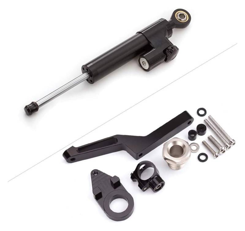 Für Ninja ZX-6 R ZX6R ZX 6R 2009-2019 CNC Motorrad Lenkung Dämpfer Stabilisator Puffer Control Bar Kit Komplette Set Motorrad Lenkungsdämpfer(Full Black) von Ciloc