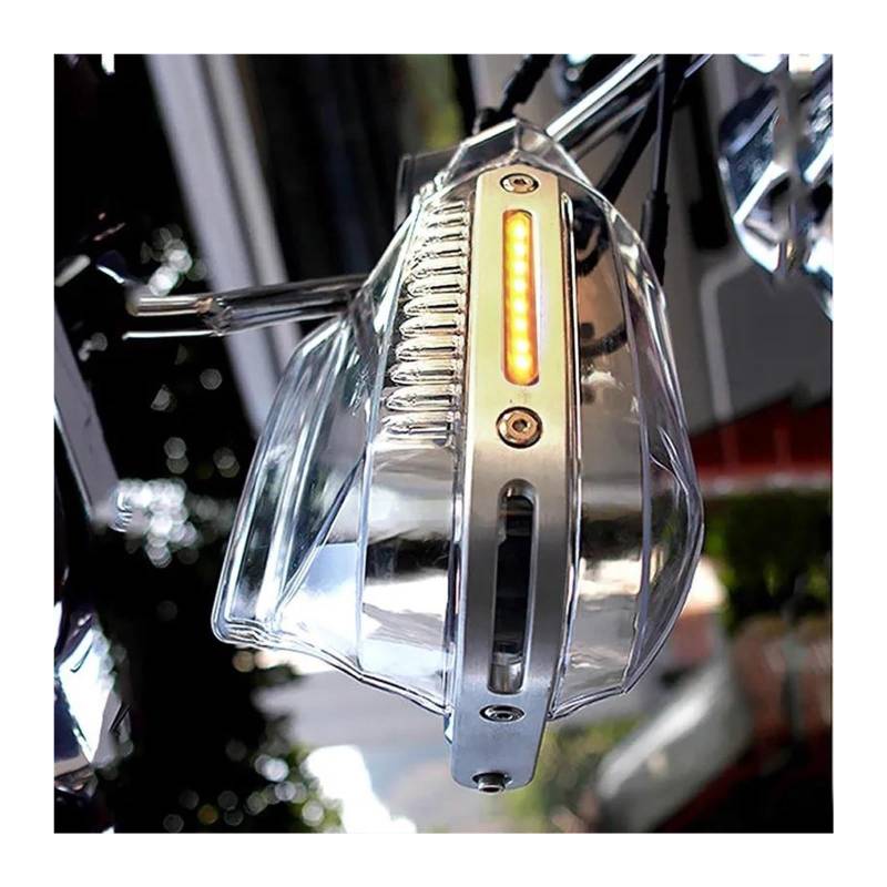 Motorrad Lenker Handschutz Für FO&RZA 300 2019 Für Super Cub CBF 600 FMX 650 Cb600F Sh 125I Handschutz Schutz Windschutzscheibe Mit Licht Hand Guards Schutz(Clear-Amber Light) von Ciloc