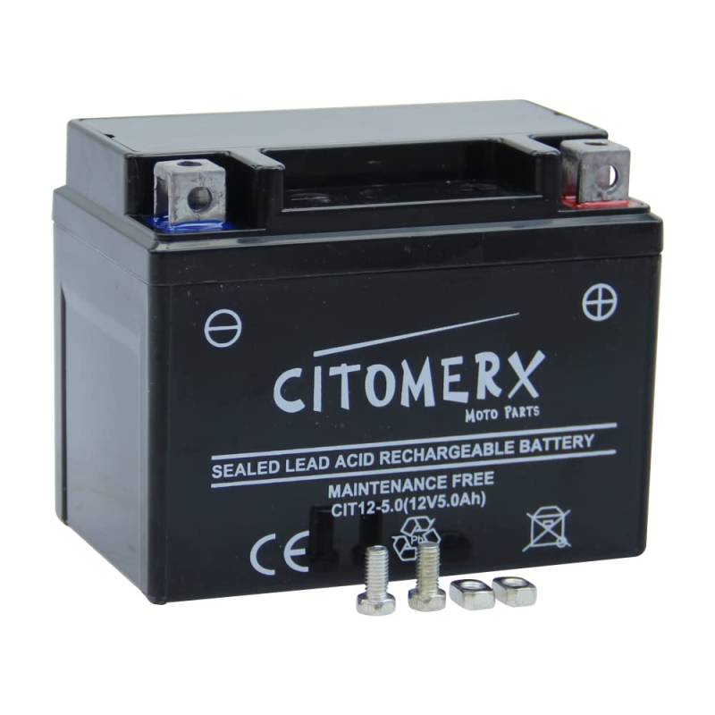 Batterie wartungsfrei 12V 5AH YB4L-B, YTX4L-BS, YT4L-B kompatibel mit Yamaha EW 50 Slider 2002 von Citomerx