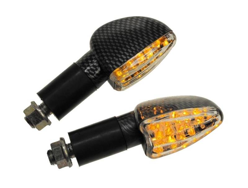 Motorrad Mini Blinker LED Flixo Carbon klar E-geprüft für z.B. Suzuki, Honda Kawasaki, Yamaha von Citomerx