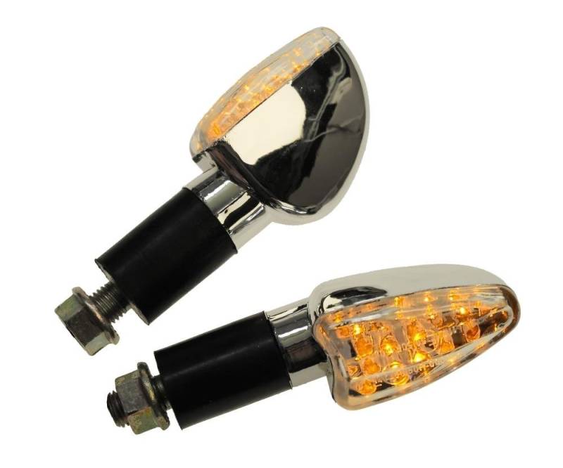 Motorrad Mini Blinker LED Flixo Chrom klar E-geprüft für z.B. Suzuki, Yamaha, Honda, Kawasaki von Citomerx