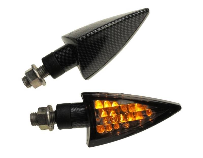 Citomerx Motorrad Mini Blinker LED Rob carbon getönt E-geprüft M10 kompatibel mit Honda Yamaha Suzuki Aprilia Rex Peugeot MBK von Citomerx