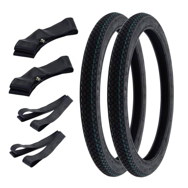 Reifen Set 2x Vee Rubber 2.00-17 Zoll 2.00x17 Schlauch/Felgenband kompatibel mit Piaggio Vespa Ciao von Citomerx