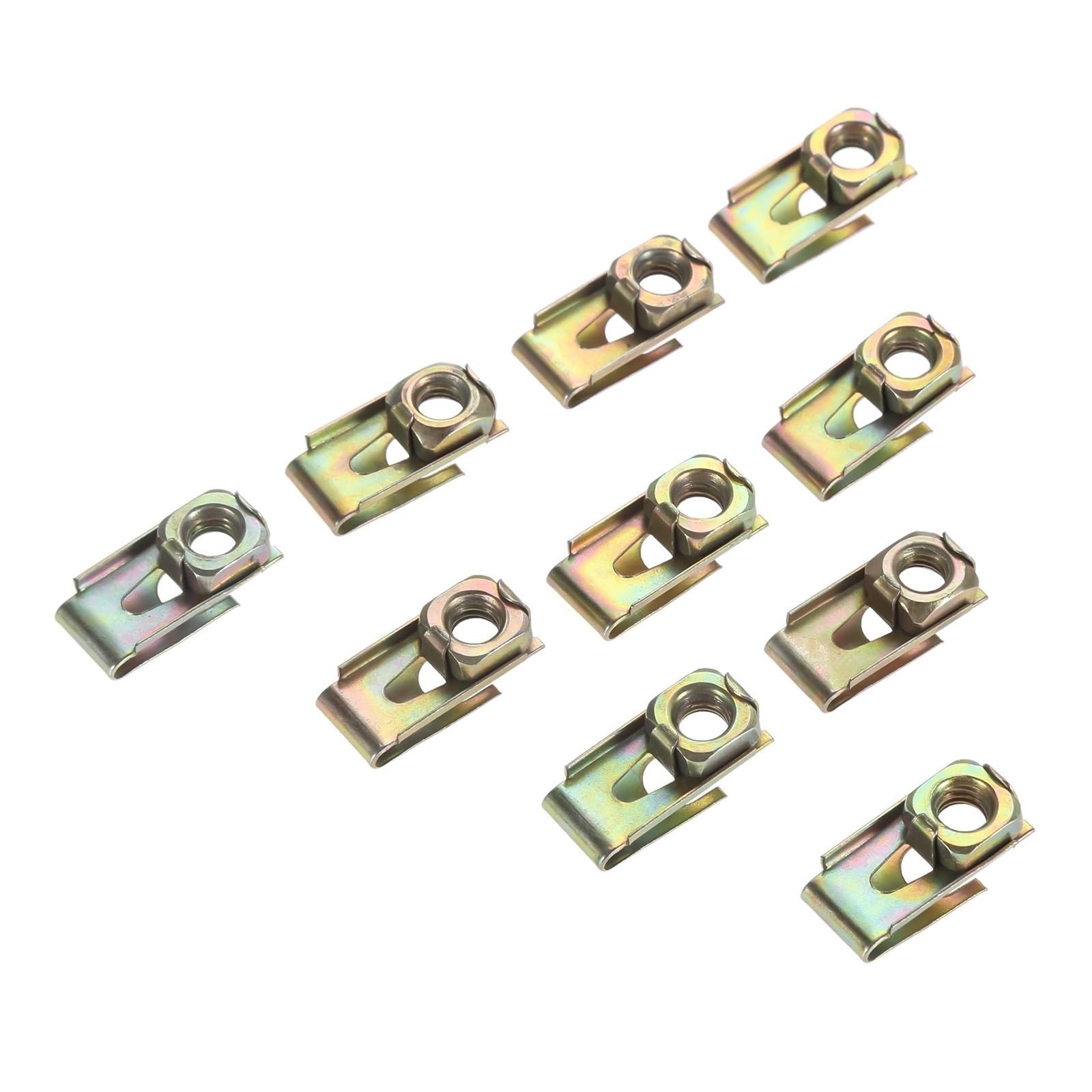 Cjgssdioh [Replacement] 10 Stück Auto 6mm 8mm Schraube Metallklammern Platte for U-Typ Klammern Schnellmuttern for Auto for Nummernschild for Kotflügel for Universal M6 M8 Muttern (6mm) von Cjgssdioh