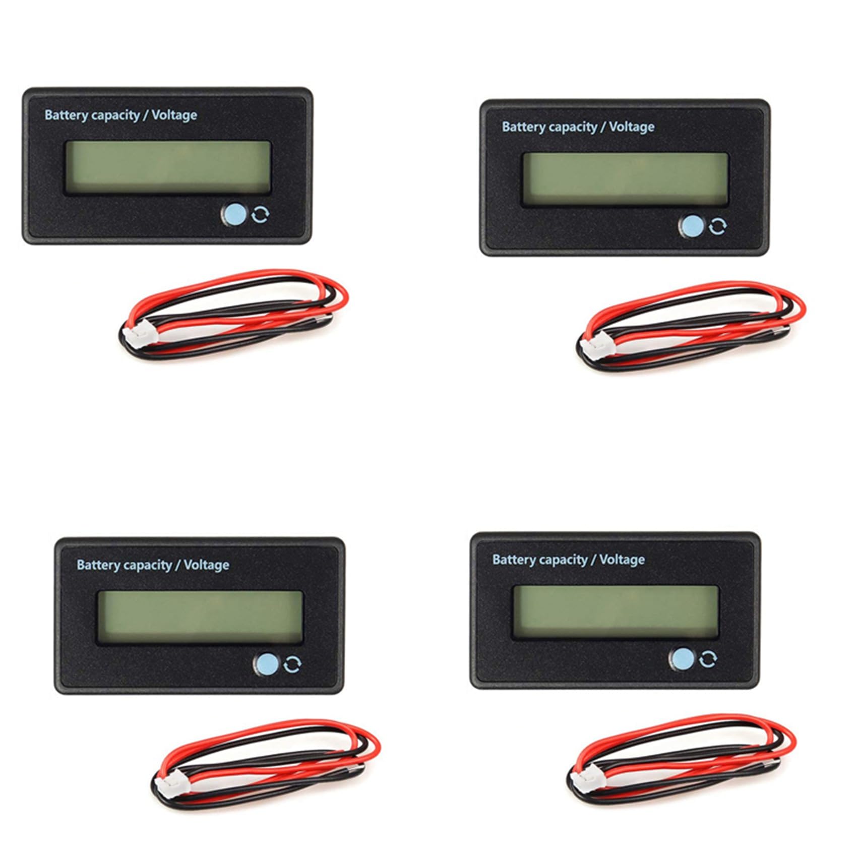 ClAZTyict 4 x Batteriezähler Batteriekapazitäts-Spannungs-Monitor, DC 12/24/36/48/60/72/84 V Batteriekapazität Spannungsanzeige von ClAZTyict