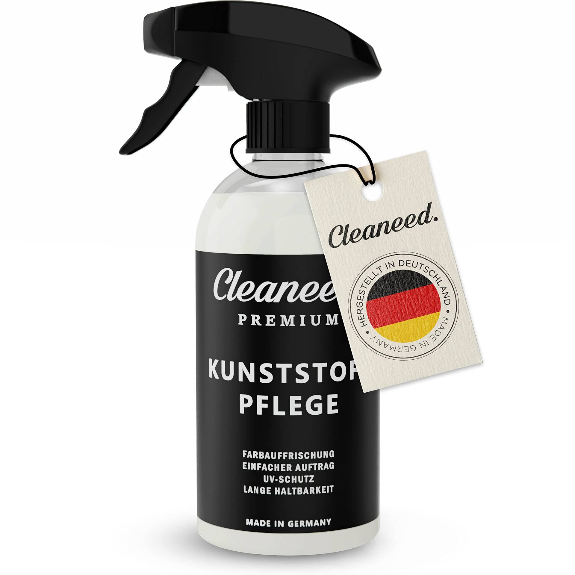 Cleaneed Premium Kunststoffpflege – Made in Germany – Farbauffrischung, UV-Schutz, Lange Haltbarkeit, Einfacher Auftrag, Matt - 500ml von Cleaneed