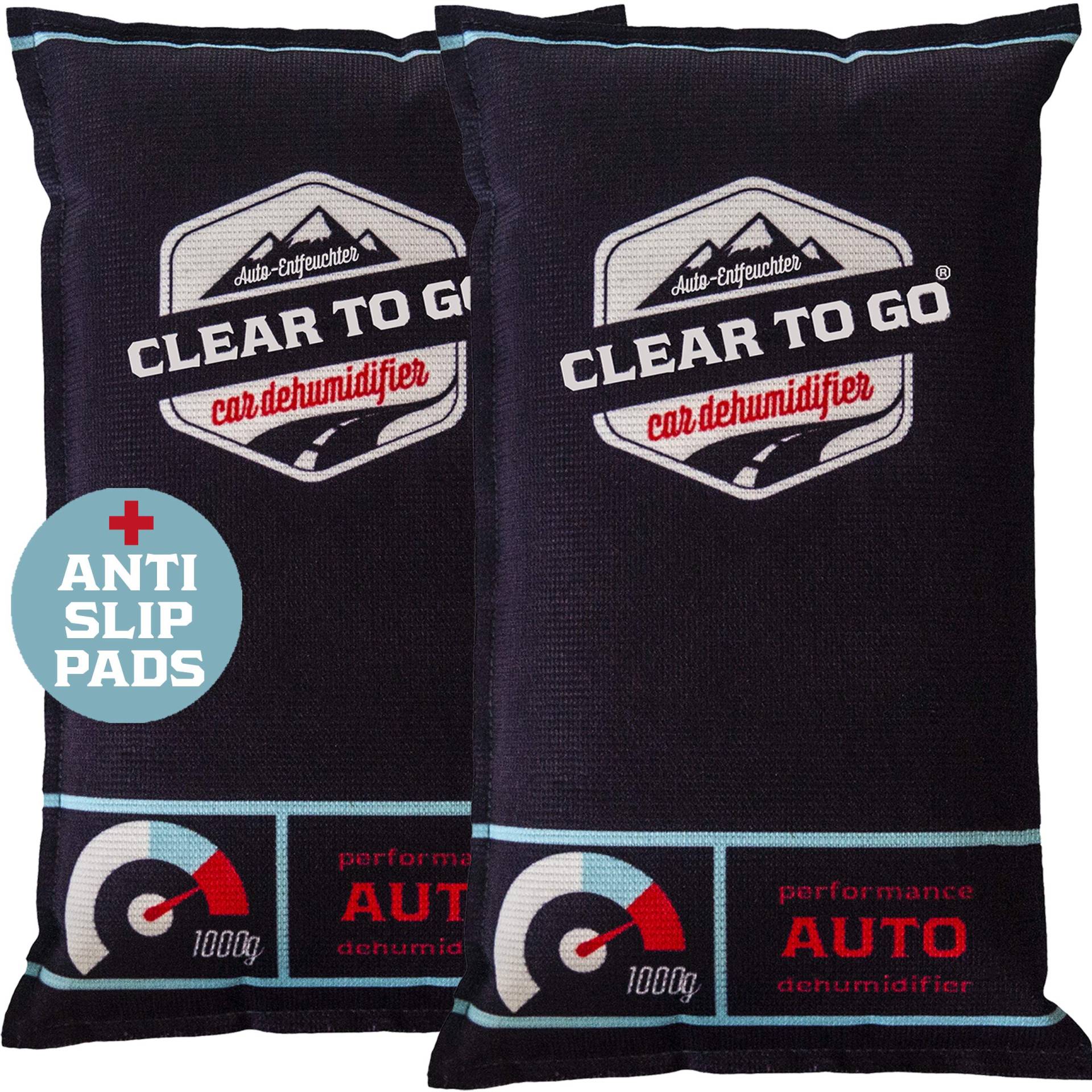 Clear To Go Auto Entfeuchter - Entfeuchter Kissen Für Beschlagene Autoscheiben - Luftentfeuchter für das Auto - 1kg x 2 Silikagel Auto, Wohnmobile - Feuchteabsorber von Clear To Go