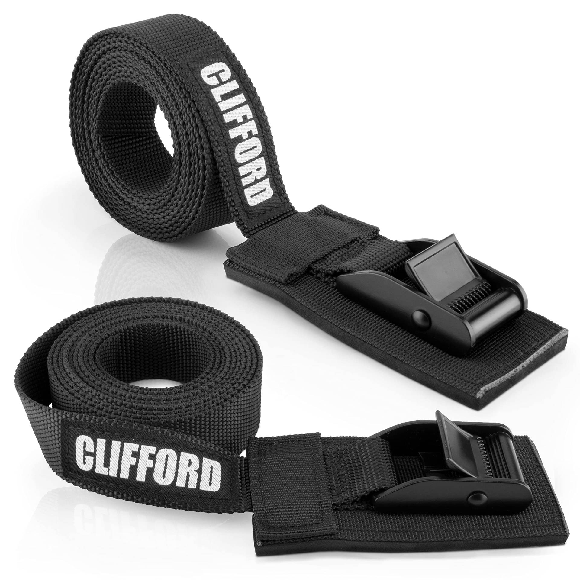 CLIFFORD Spanngurte - 25 mm I 0,5m bis 5,5m I Ultra Robust I EN12195-2 I 250kg/500kg Spannband Zurrgurte Straps I Spanngurt Zurrgurt für Fahrradträger, Motorrad, Auto, SUP I Befestigungsgurt Gurte von CLIFFORD