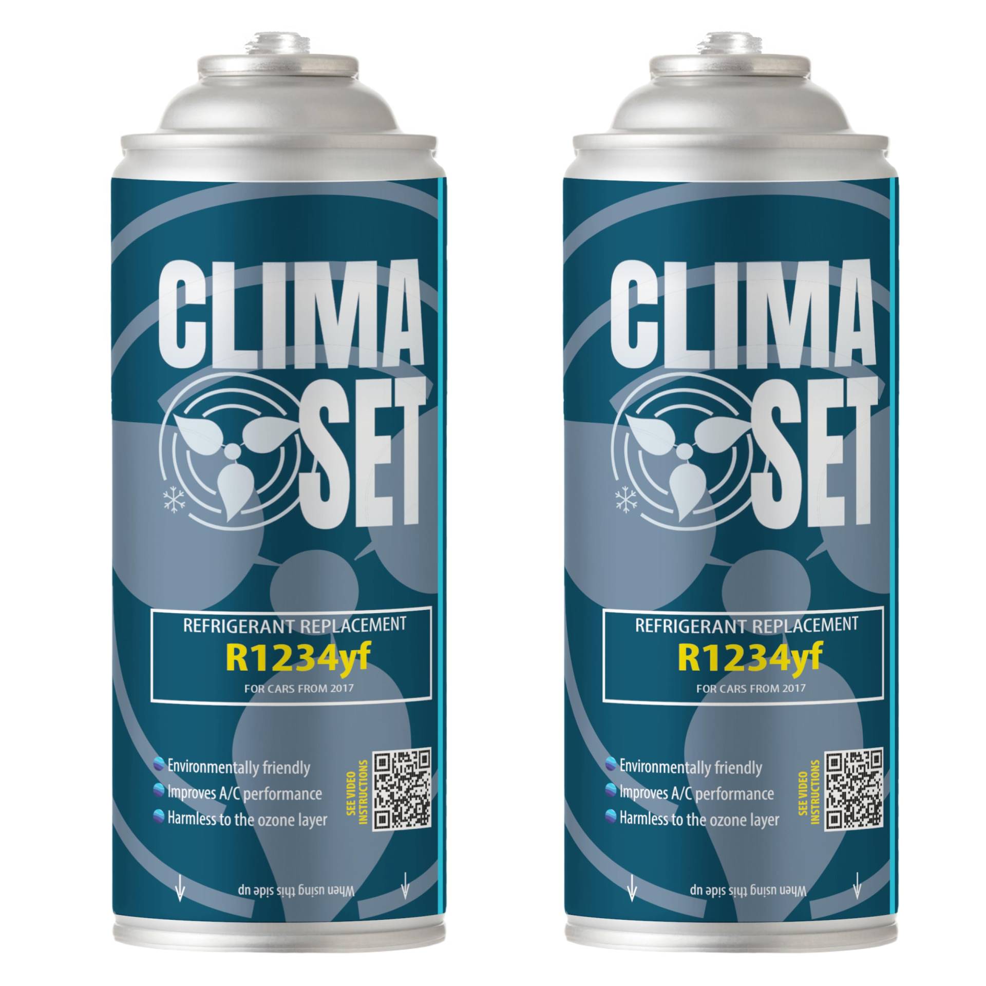 ClimaSet R1234yf Kältemittel Ersatzgas - Kühlmittel Klima Auto - Gasflasche 2x170 g - Auto Klimaanlage Nachfüllset - Klimaanlage Wohnmobil - ECO - Klimaanlage Refill Dose von Clima Set