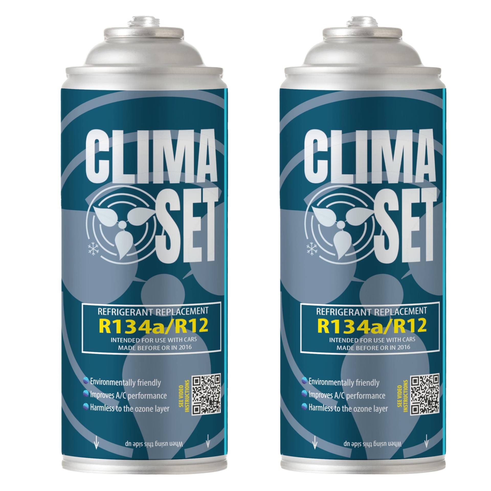 ClimaSet R134a kältemittel Ersatzgas - Kühlmittel Klima Auto - Gasflasche 2x170 g - Auto Klimaanlage Nachfüllset - Klimaanlage Wohnmobil - ECO - Klimaanlage Refill Dose von Clima Set