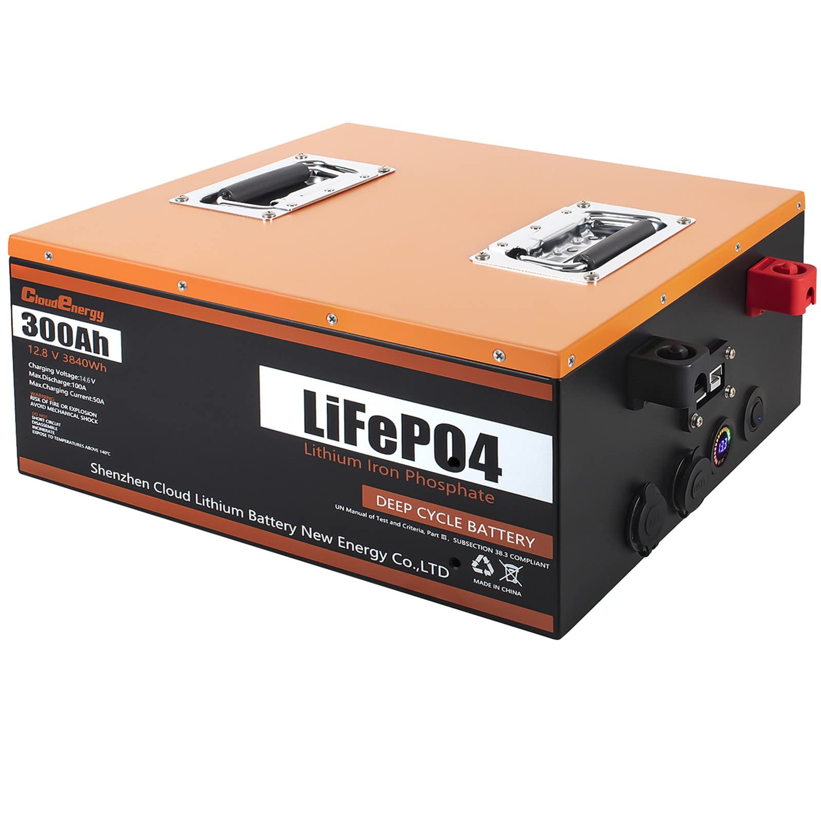 CloooudPro 12V 300Ah LiFePO4 Batterie, 6000+ Deep Cycle Lithium Batterie mit 100A BMS und Multifunktionsstecker; Ideal für netzunabhängige Systeme, Heimsysteme, Wohnmobile, Solarenergie und mehr. von CloooudPro
