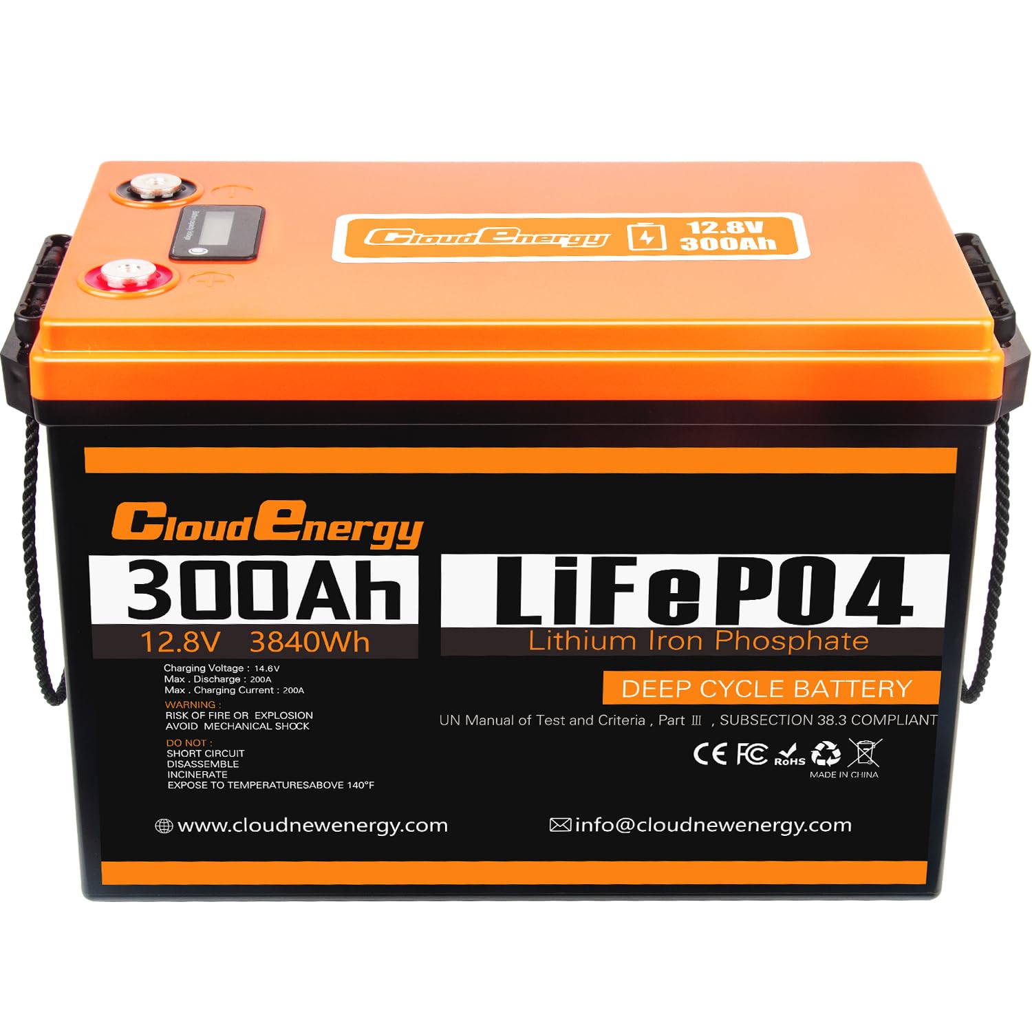 Cloudenergy 12V 300Ah LiFePO4 Lithium Batterie, Eingebautes 200A BMS 3840Wh Energie Deep-Cycle-Batterien, Max 6000+ Tiefzyklen und 10 Jahre Lebensdauer Perfekt für Off-Grid, Wohnmobil, Solaranlage… von Cloudenergy