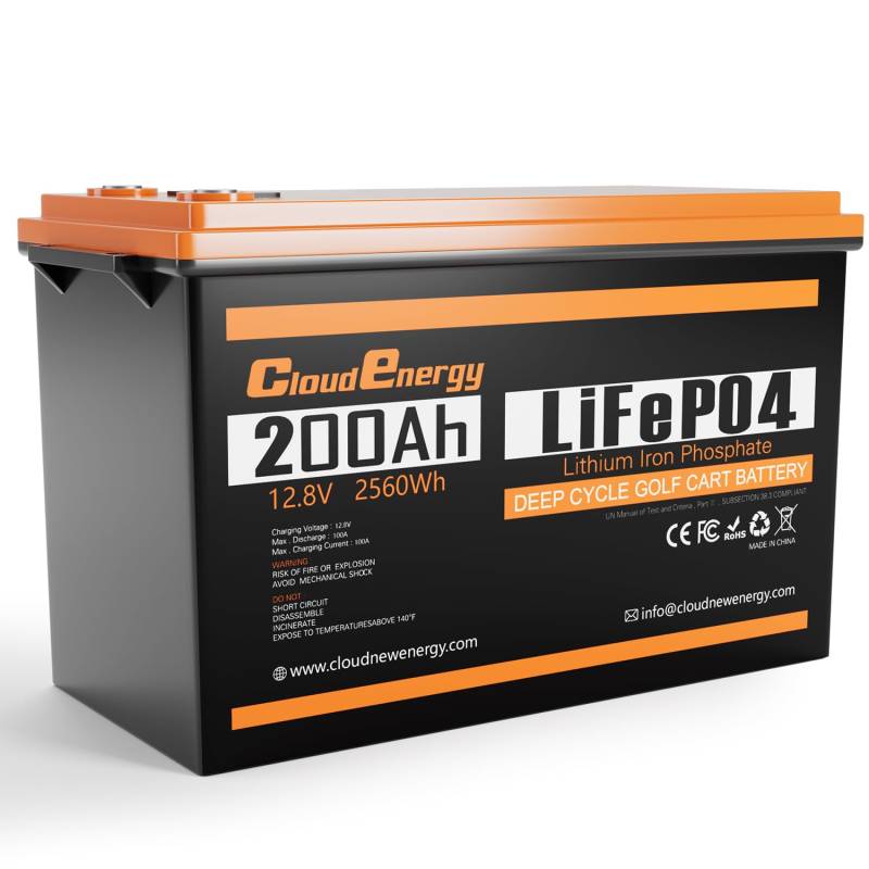 Cloudenergy 12V LiFePO4 200Ah Lithium-Batterie mit 10+ Jahren Lebensdauer, 6000+ Zyklen, 2560Wh Leistung. IP65 wasserdicht, ideal für Marine, Solar und Wohnmobile.… von Cloudenergy