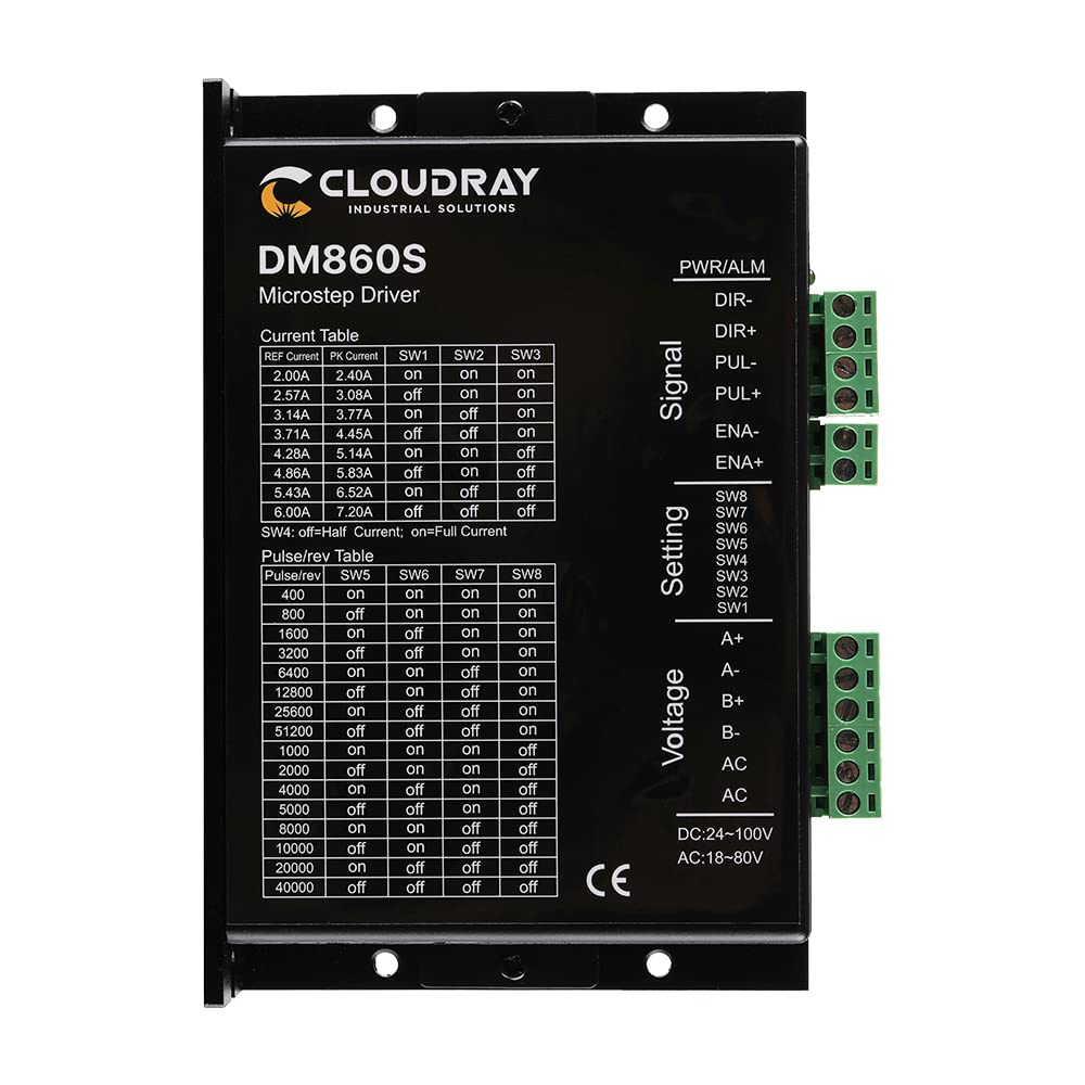 Cloudray Stepper Motor Stepper Driver Schrittmotortreiber 2-Phasen-Schritttreiber DM860S Versorgungsspannung 18-80VAC und 24-100VDC Ausgangsstrom 2,4-7,2A von Cloudray