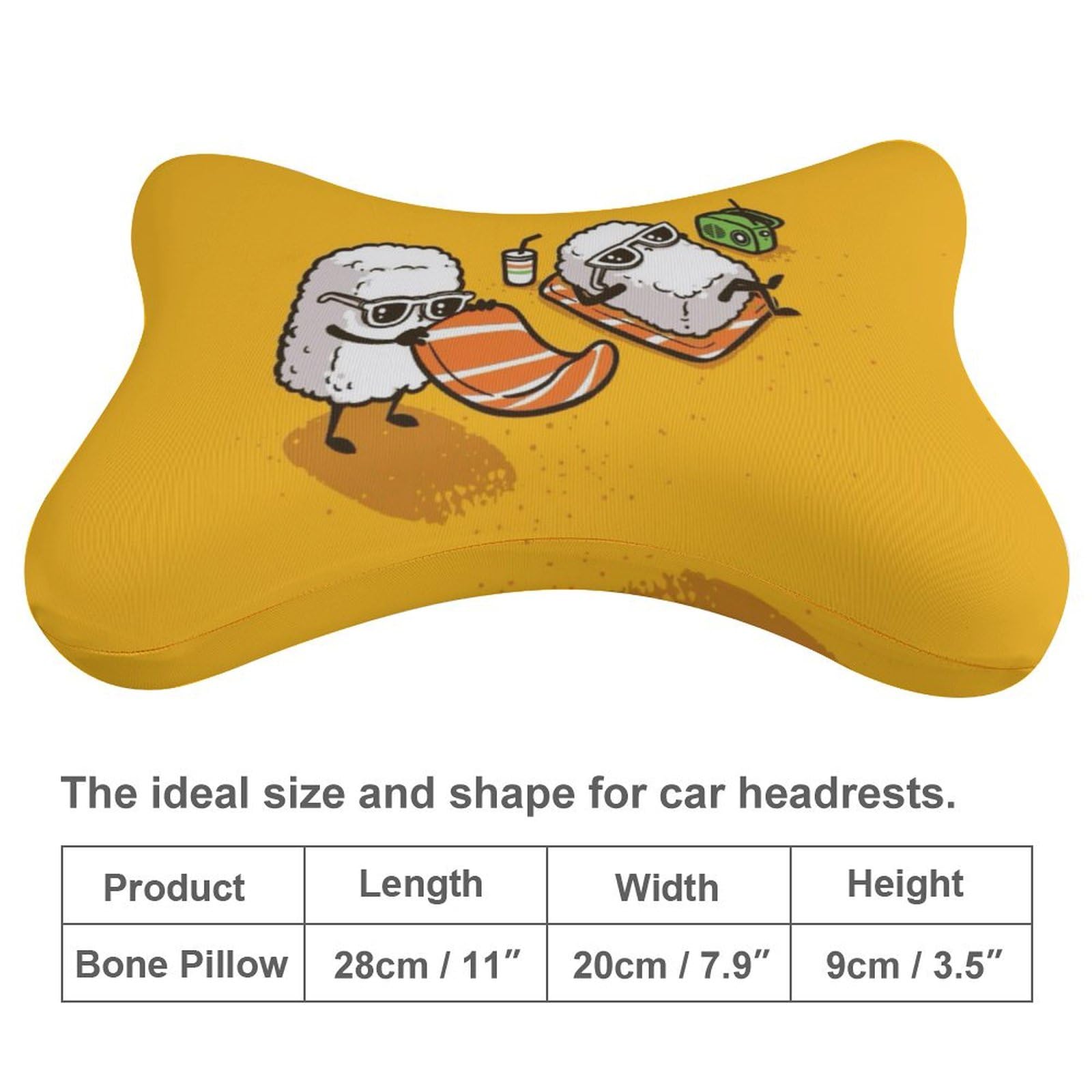 Cmagnifico 2 x Autositzkissen, lustige Sushi-Auto-Kopfstützkissen, Auto-Nackenstützkissen für Fahrer oder Beifahrer von Cmagnifico