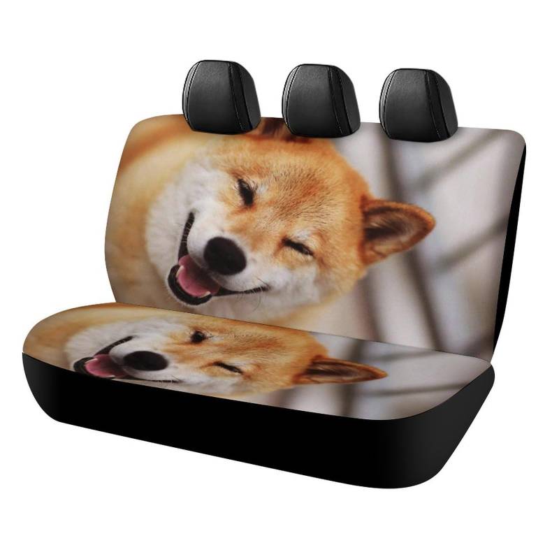 Cmagnifico Auto-Rücksitzbezug, Smile Shiba Inu Autositzbezug, Universal-Sitzbezüge-Set für die meisten Autos, LKWs, SUVs von Cmagnifico