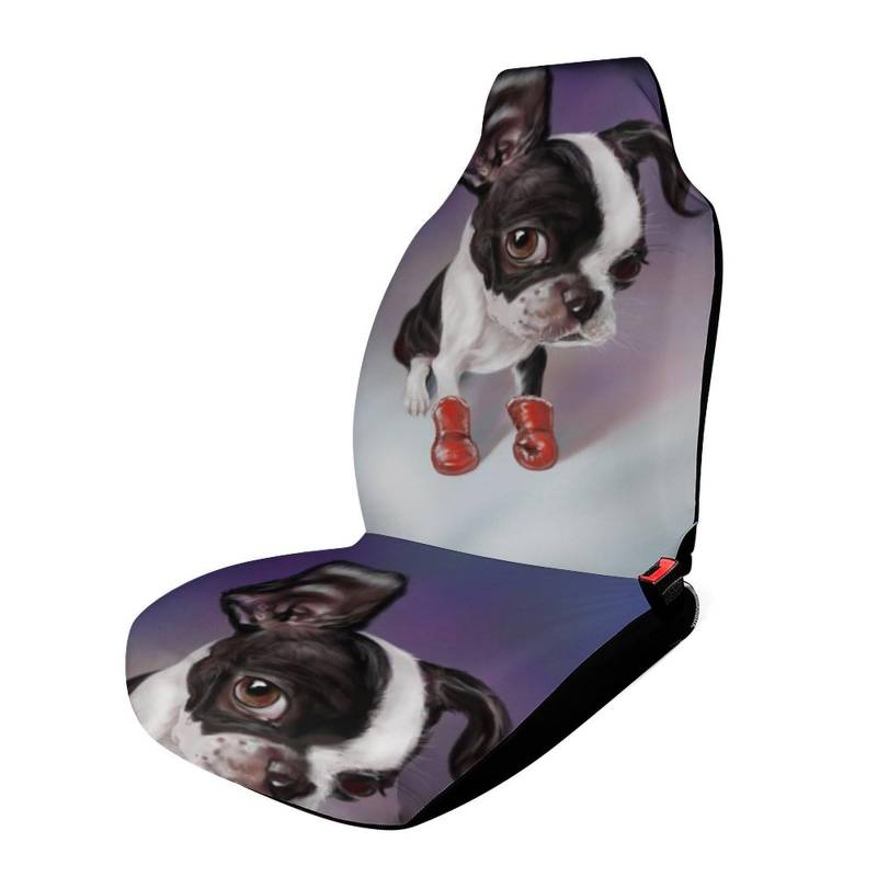 Cmagnifico Autoschonbezug Sitze vorne, Boxing Boston Terrier Autositzbezug, Universal Autositzschoner von Cmagnifico