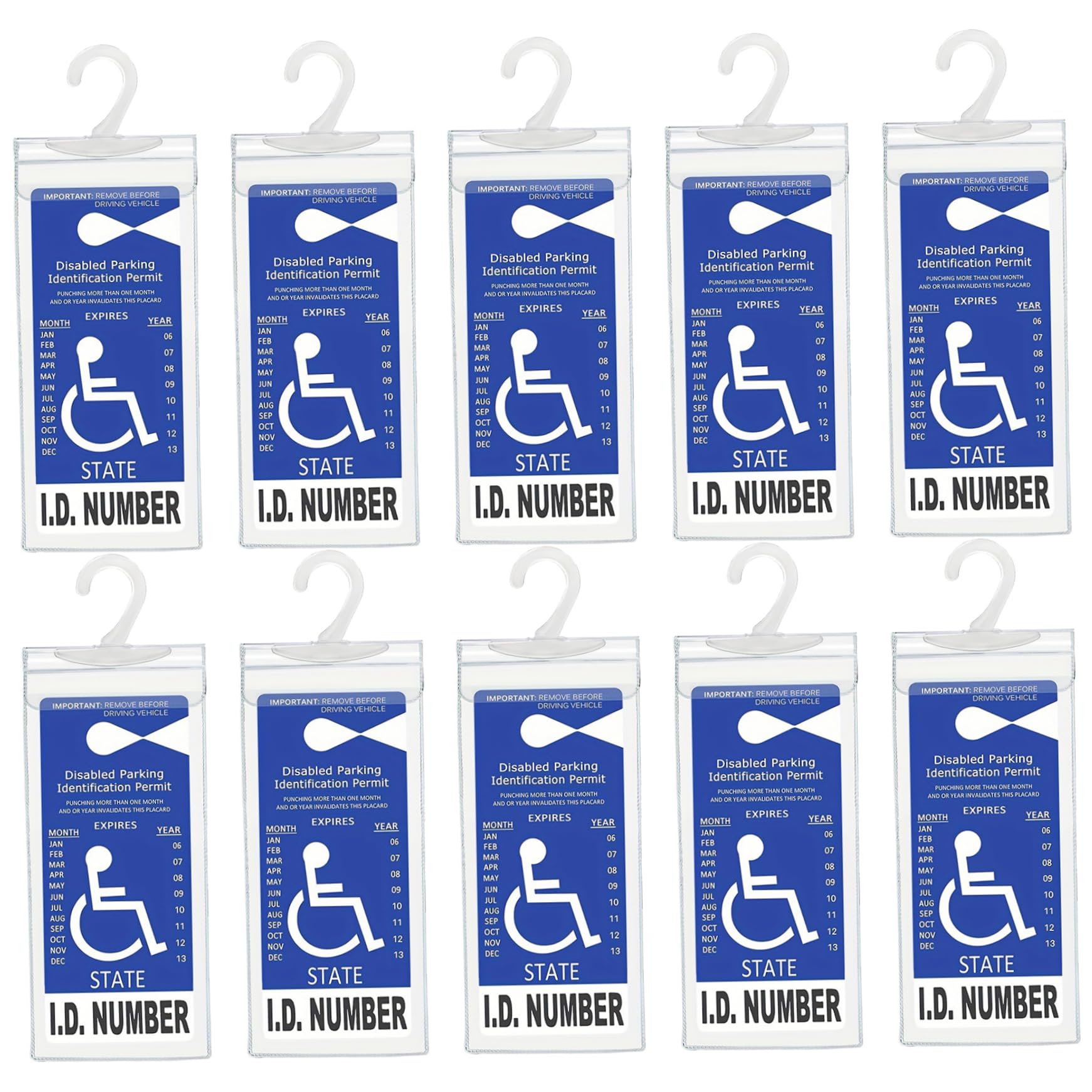 Handicap -Plakathalter für Auto 10PCS Clear Clear Behinderte Parkerlaubnishalter mit Hanger 11,6 x 5 Zoll Schutzhändler, kein Haftungszubehör von Plakaten von Cndiyald