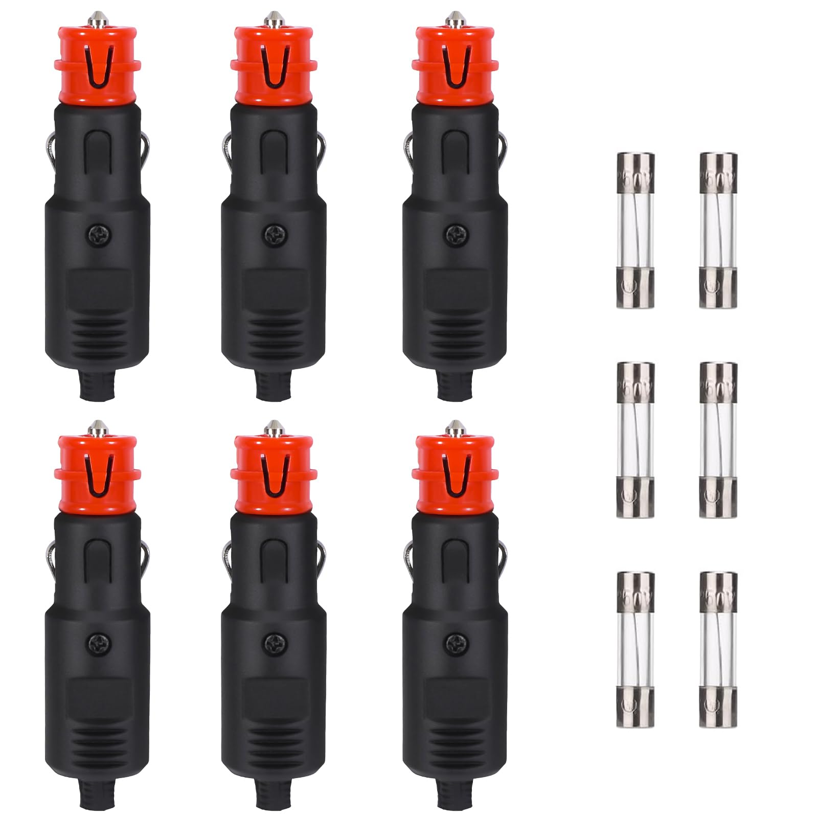 CoKeeSun 6 Stück Zigarettenanzünder Stecker Auto Stecker 12V-24V Autostecker mit 8A 10ASicherung, Sicherheits-Universalstecker Normstecker für Auto LKW PKW Motorrad Kühlbox Navi Auto-Handstaubsauger von CoKeeSun