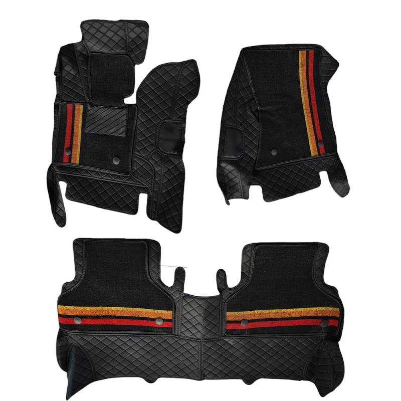 Cobear Doppellagige Autofußmatten für BMW X5 2007–2013 E70 5seats Allwetter-Fußmatten,wasserdichte Anti-Rutsch-Leder-Fußmatten Auto-Interieur-Zubehör,Schwarz-Rot von Cobear