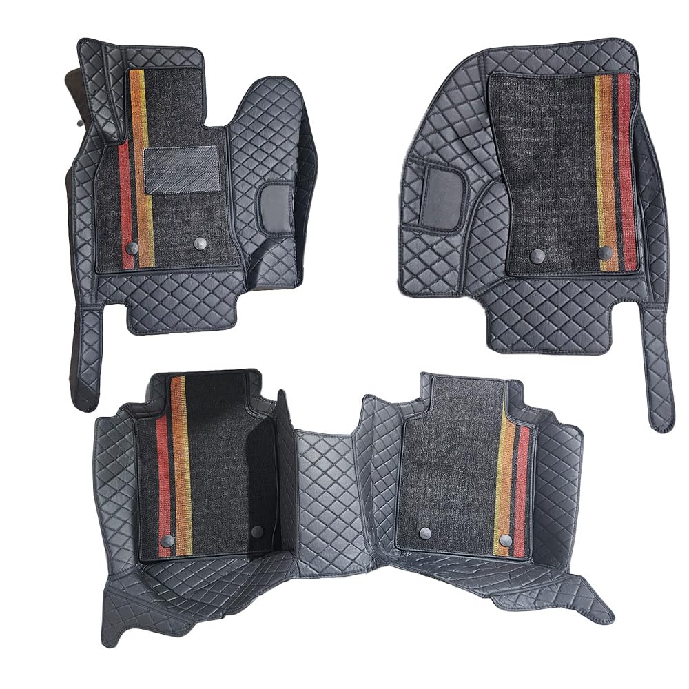 Cobear Doppellagige Autofußmatten für Infiniti QX70 FX30 FX35 FX37 FX50 2009–2017 S51 Allwetter-Fußmatten,wasserdichte Anti-Rutsch-Leder-Fußmatten Auto-Interieur-Zubehör,Schwarz-Rot von Cobear