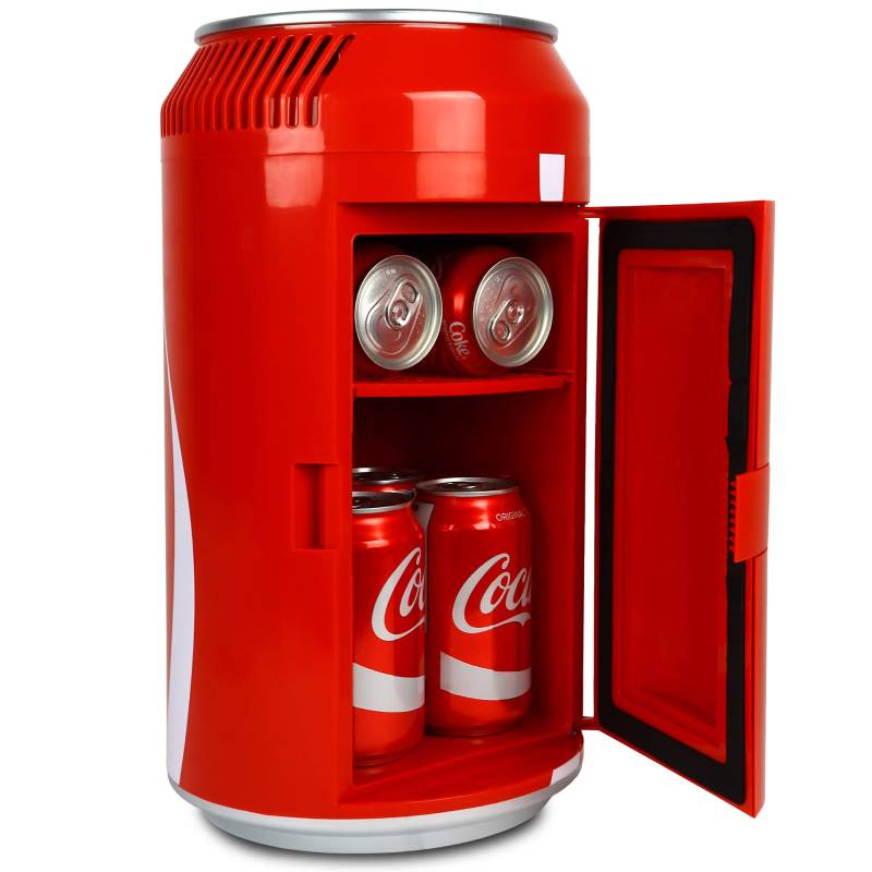 Coca-Cola Coke Mini Fridge For Bedrooms 5.4L Cool Box 8 Can Table Top Fridge Small Mini Fridges For Snacks Lunch Food Drinks Beverages RV Camping Car & Travel 12v Portable Personal Cooler by, Red von Coca-Cola