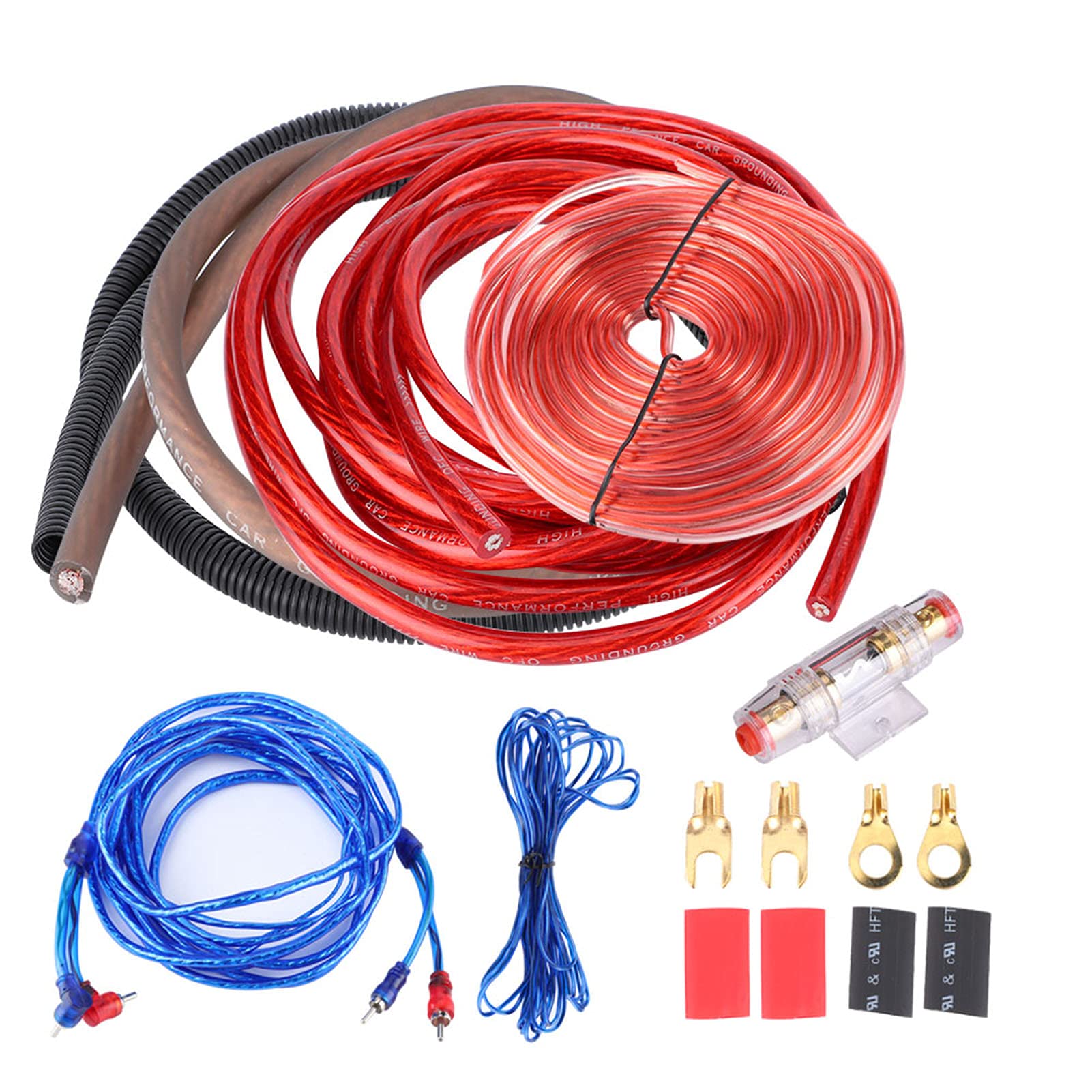 Cocoarm 4 Guage 2800W Car Audio Subwoofer Verstärker Lautsprecher, Car Audio Subwoofer Kabel Car Subwoofer Wire Kit Installation Kabel Kit Sicherungsanzug von Cocoarm