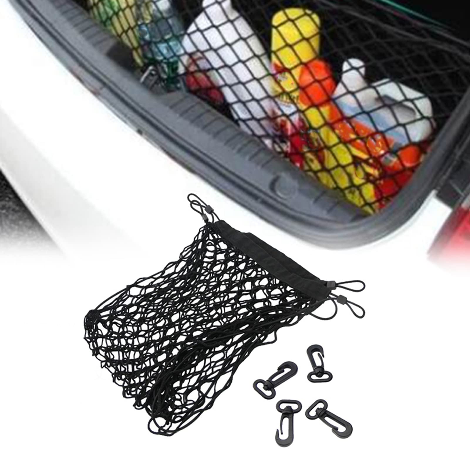 Kofferraumnetz, Dehnbar, Hecknetz, Gepäck-Organizer, 90 X 40 cm, Netz für Kofferraum, Nylon-Kunststoff, Schwarzes Auto-Aufbewahrungsnetz, Kofferraumnetz für PKW, LKW, SUV, von Cocoarm