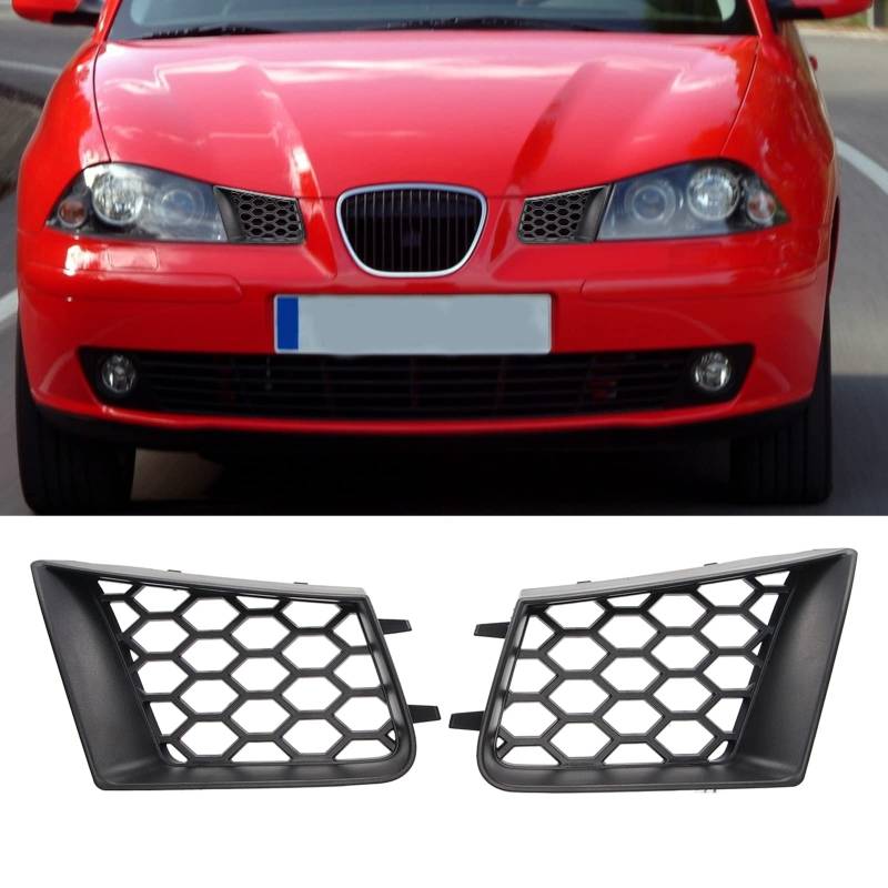 Oberer Grill der Vorderen Stoßstange, 2 Stück Frontstoßstangen-Obergrill links rechts Schwarzer Vorderer Stoßstangengrill Für Seat Ibiza Cordoba 6L 2002-2009 von Cocoarm