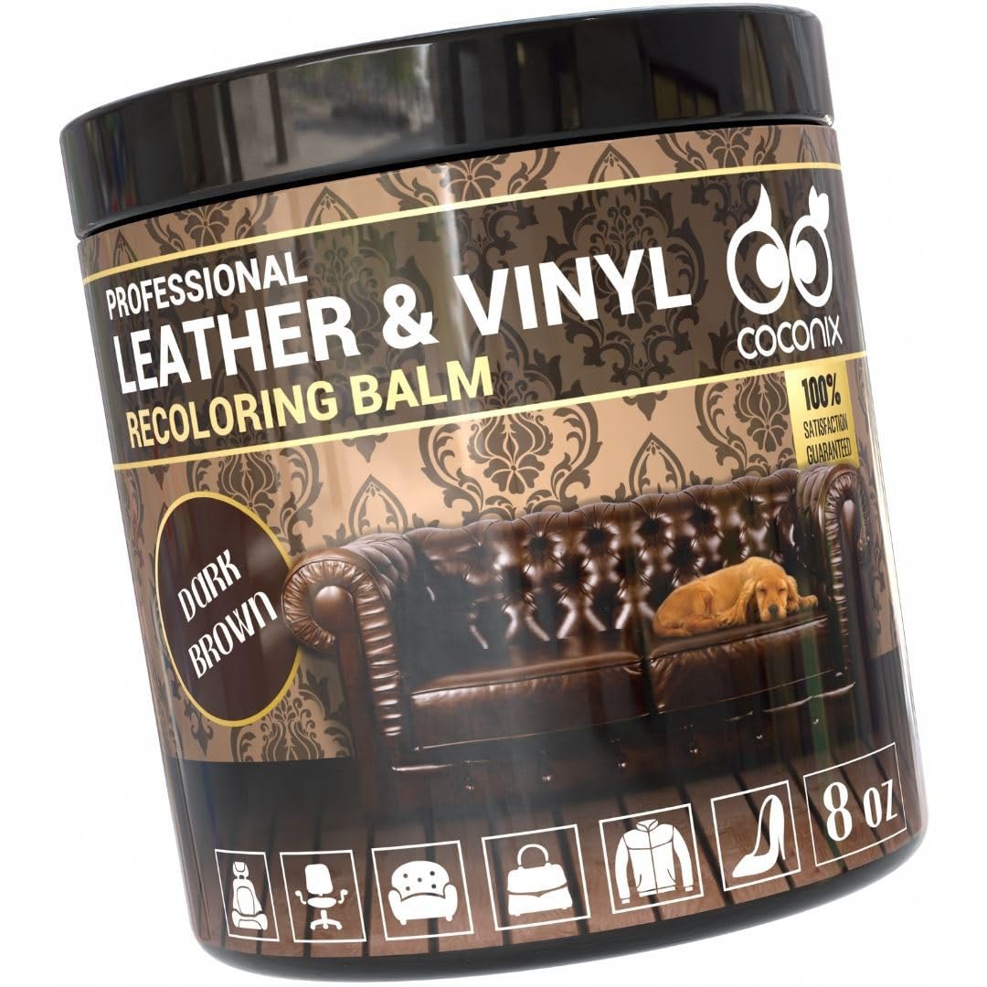 Coconix Leather Recoloring Balm Dunkelbraun - Färben, Erneuern, Reparieren und Wiederherstellen von Alten, verblassten, rissigen, schälenden und abgenutzten Leder- und Vinyl-Sofas, Boots-, Autositzen von Coconix