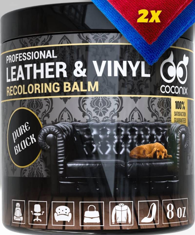 Coconix Leder-Balsam Reines Schwarz - Erneuern, Reparieren und Wiederherstellen von Alten, verblassten, rissigen, schälenden und abgenutzten Leder- und Vinyl-Sofas, Boots-, Autositzen, Möbel von Coconix