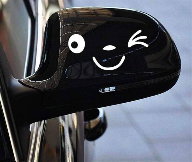 Codulu Auto-Aufkleber, Smiley-Gesicht, Autotürspiegel-Aufkleber, 2 Stück, schwarz von Codulu