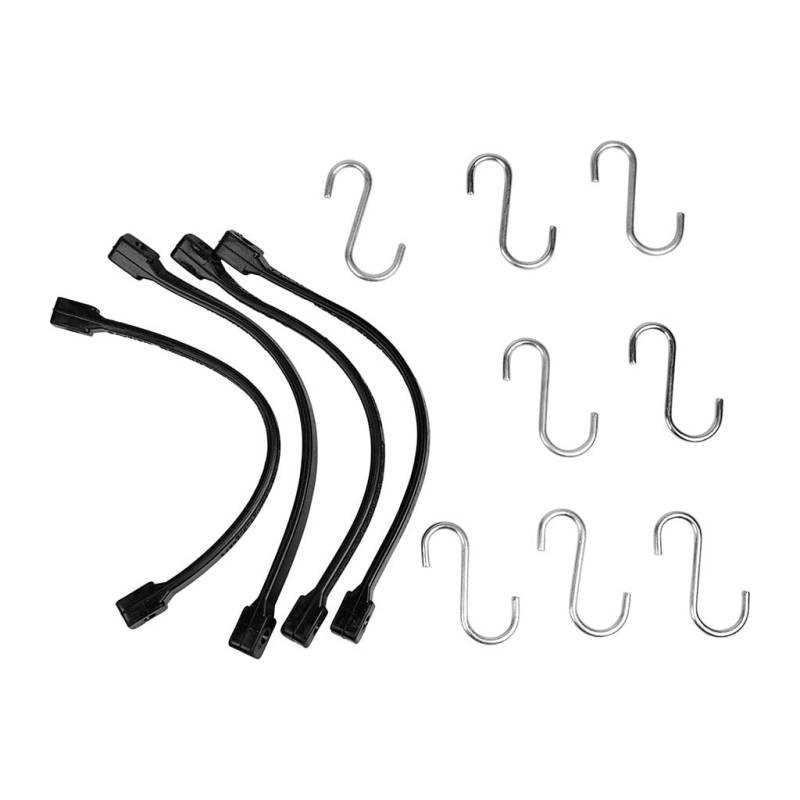 COGEX - Spannseile, Flache Spanner, elastische Spanner - Gummispanner - Länge: 35 cm - 8 Stück - Abnehmbare Haken - S-Haken - 4 Spanner & 8 Haken - einfach zu bedienen von Cogex