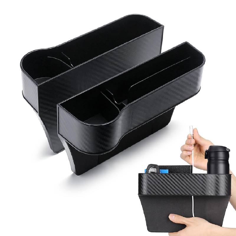 2 Stück Autositz Gap Organizer Konsole Seitentasche Spalt Aufbewahrungsbox Sitz Konsole Organizer Seat Gap Filler Car Seat Storage Box mit USB-Ladeloch zur Aufbewahrung von Gegenständen im Auto von Cohentbliss