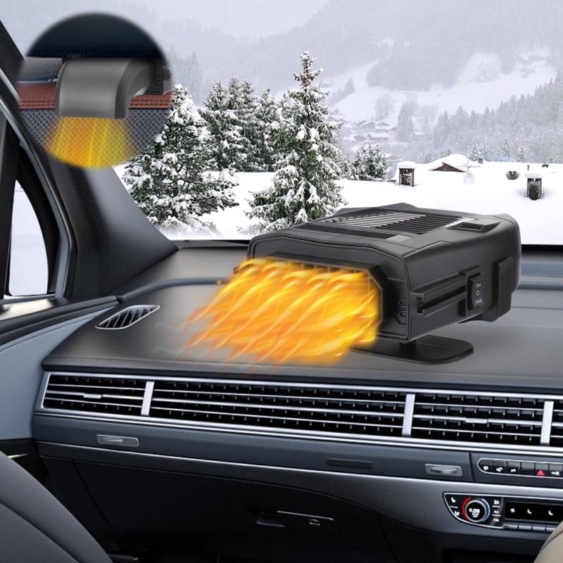 Coikes Autoheizung 12V Portable Heizlüfter Anti-Beschlag Auto Heizung Windschutzscheibe Defroster Defogge Tragbare Autoheizung 2-in-1 Heizung/Kühlung Mini-Auto-Heizung Fan mit 360° Drehbasis Heizung von Coikes