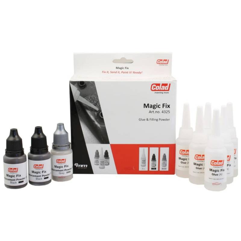 Colad NEU Magic Fix Kleber-Set 4325 Metallkleber Kunststoffkleber Sekundenkleber Kleber + Puder (fest in 7 Sekunden) von Colad inventing more