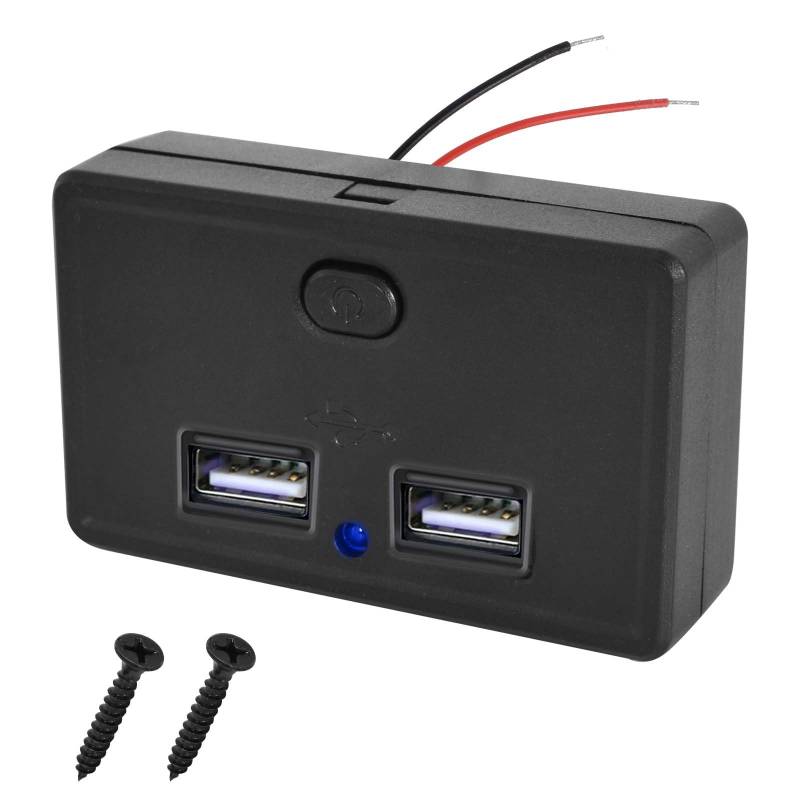 4.8A Dual USB 12V-24V Auto-Steckdose, Dual USB Ladegerät Steckdose mit ON/Off Schalter und LED, Wasserdicht USB Ladebuchse Panel für Wohnmobil Motorrad Marine LKW SUV ATV Boot von Colexy