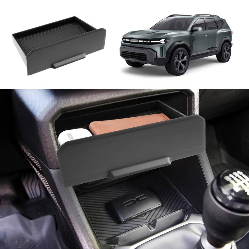 Coleya Mittelkonsole Aufbewahrungsbox Kompatibel mit Dacia Duster 3 2024 2025, Dacia Duster 2024 Verschiebbar Organizer Tray, Dacia Duster III Zubehör Mittelkonsole Schiebeschublade von Coleya