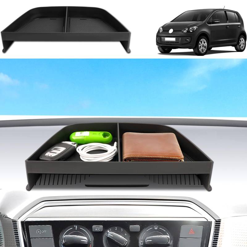 Coleya Mittelkonsole Aufbewahrungsbox Kompatibel mit VW UP/Seat MII/Skoda Citigo 2013-2024, VW UP Zubehör Instrumententafel Handschuhfach, Mittelkonsole Organizer Mit Rutschfestermatte (Schwarz) von Coleya