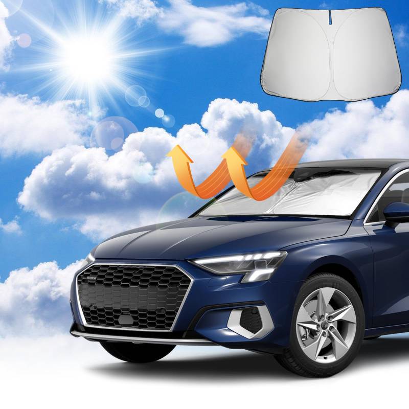 Coleya Windschutzscheibe Sonnenschutz Kompatibel mit Audi A3 8Y 2021-2024 Audi A3 8V 2014-2020, Audi A3 Frontscheibe Sonnenschirm, Audi A3 Zubehör Sonnenblende, Faltbare, UV-Strahlen Schutz von Coleya