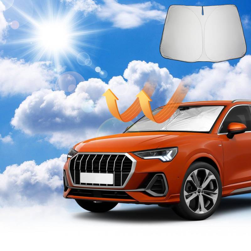 Coleya Windschutzscheibe Sonnenschutz Kompatibel mit Audi Q3 F3 2019-2024 Audi Q3 8U 2013-2018, Audi Q3 Frontscheibe Sonnenschirm, Audi Q3 Zubehör Sonnenblende, Faltbare, UV-Strahlen Schutz von Coleya