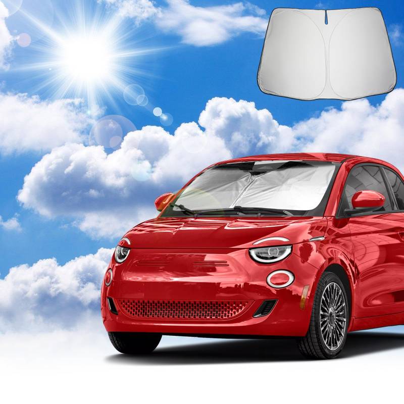 Coleya Windschutzscheibe Sonnenschutz Kompatibel mit FIAT 500 Abarth 595 2017-2024, FIAT 500 Frontscheibe Sonnenschirm, FIAT 500 Zubehör Sonnenblende, Faltbare, UV-Strahlen Schutz von Coleya