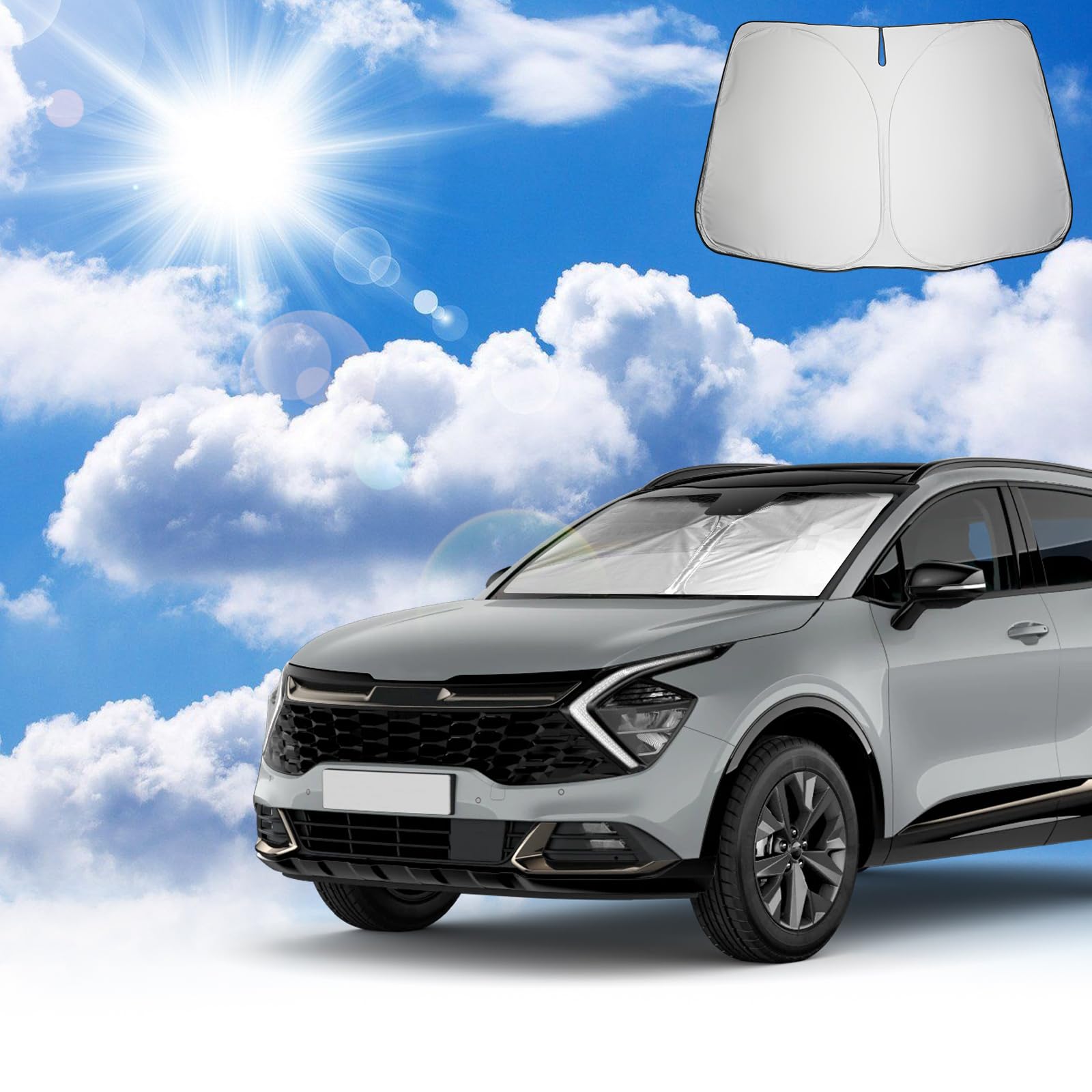 Coleya Windschutzscheibe Sonnenschutz Kompatibel mit Kia Sportage NQ5 2022-2024 Sportage QL 2016-2021, Sportage Frontscheibe Sonnenschirm, Kia Sportage Sonnenblende, Faltbare, UV-Strahlen Schutz von Coleya