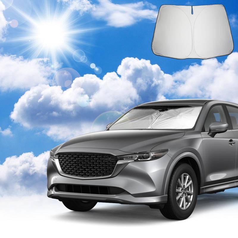 Coleya Windschutzscheibe Sonnenschutz Kompatibel mit Mazda CX-5 KF 2017-2024, CX 5 Frontscheibe Sonnenschirm, Mazda CX-5 Zubehör Sonnenblende, Faltbare, UV-Strahlen Schutz von Coleya